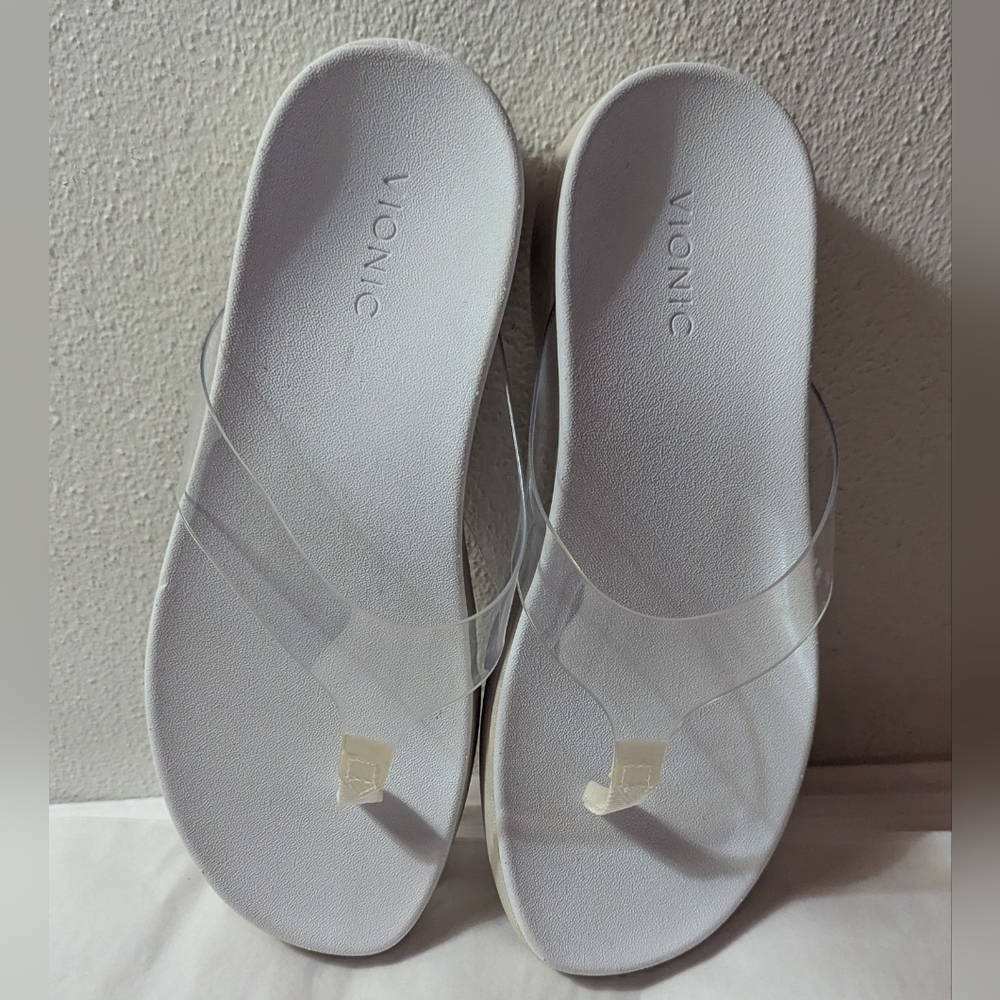 Vionic Luminous White Clear Thong Platform Slip O… - image 3